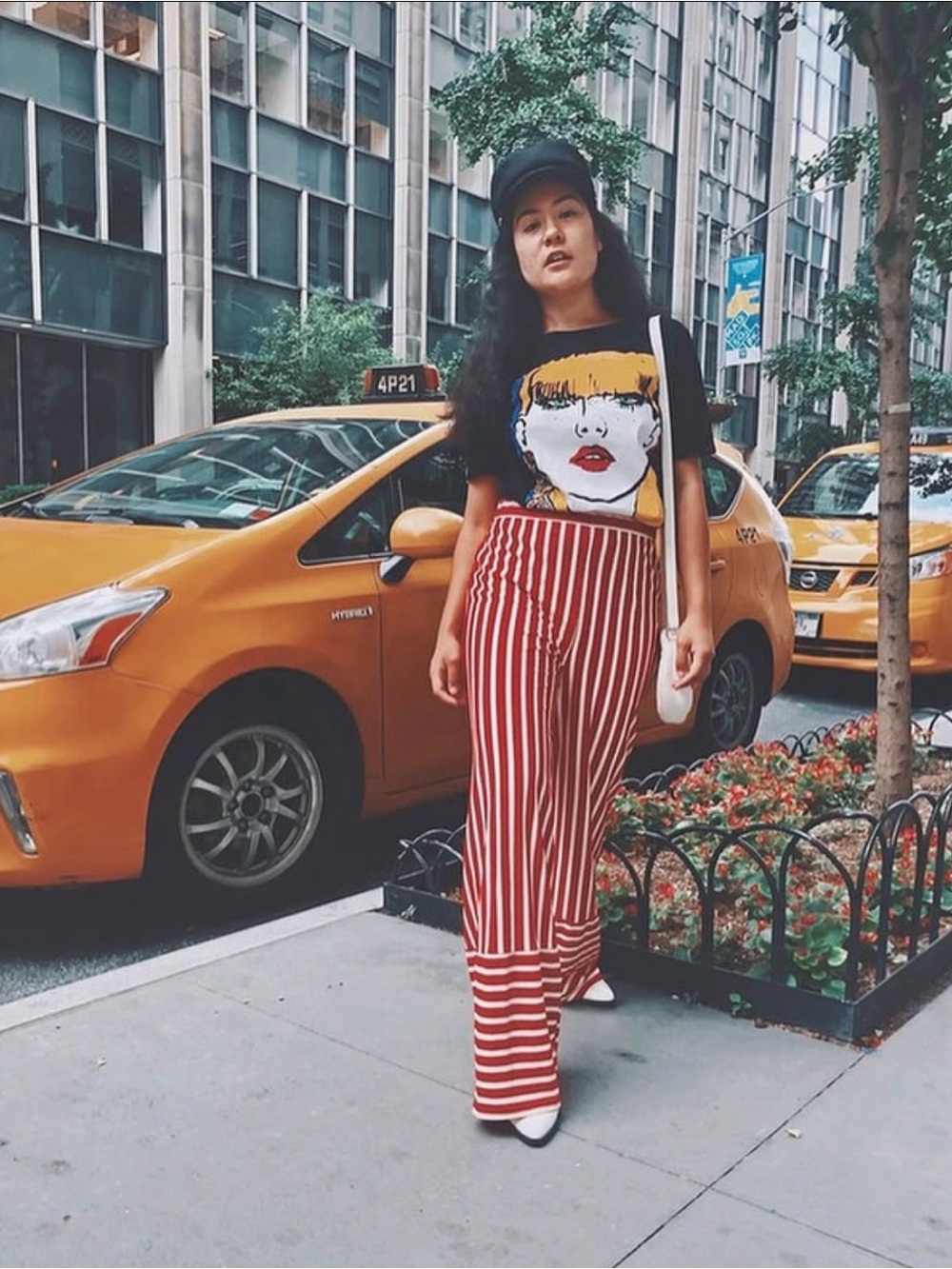 Zara Red & White Vertical Stripe Wide-Leg Pants